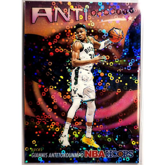 2023-24 Hoops Premium Stock Anti-Gravity GIANNIS ANTETOKOUNMPO Red Disco 01/99 - Picture 1 of 2